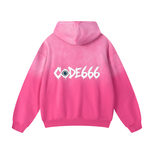 CODE666: Heavyweight Sunfade Oversized Hoodie PINK